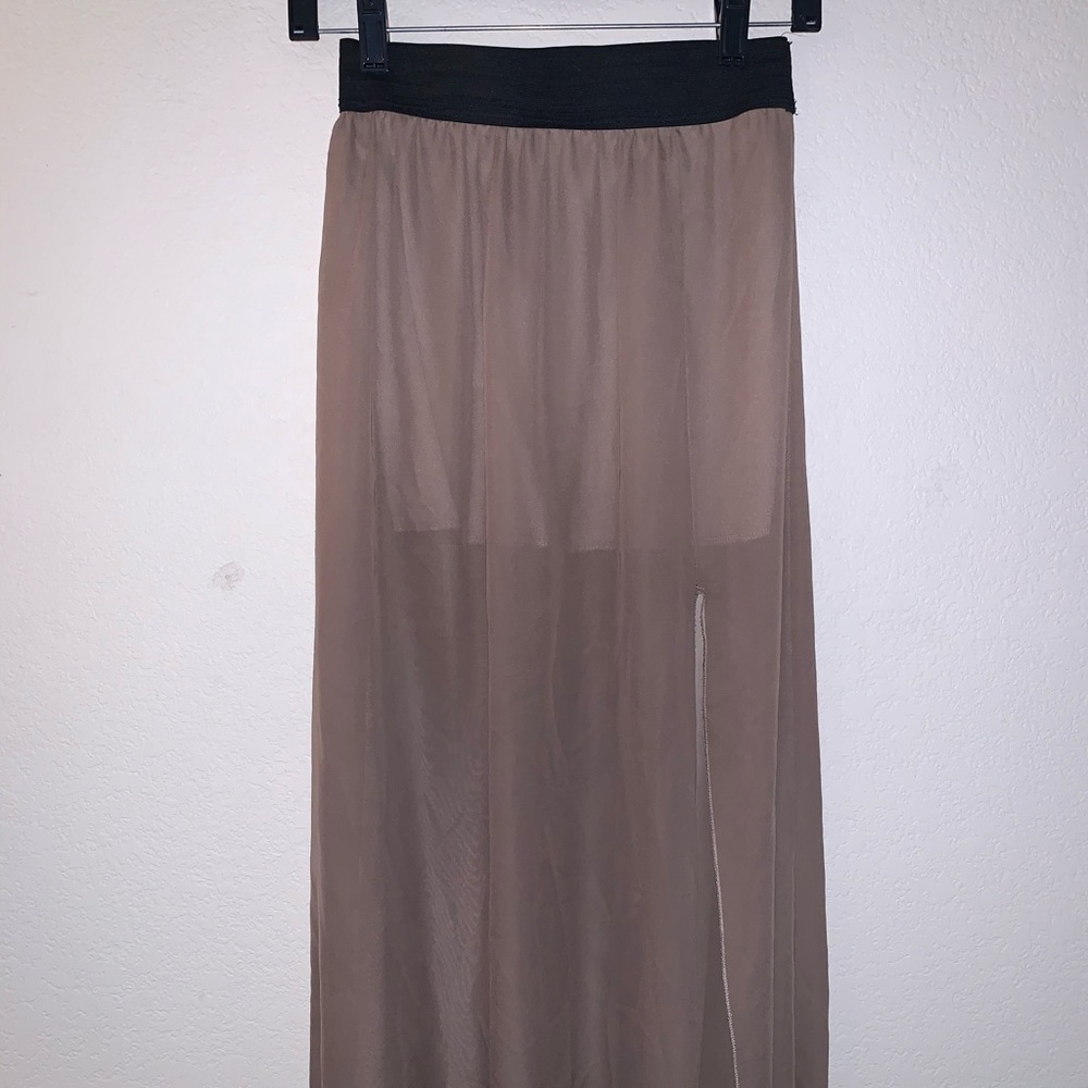 Tan sheer maxi skirt